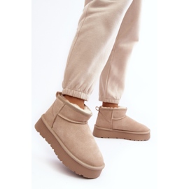 Bottes de neige basses en daim à la mode beige clair Nucca 6