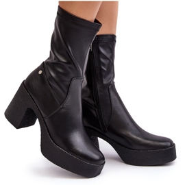 Bottines en cuir pour femmes GOE MM2N4047 Noir le noir 10