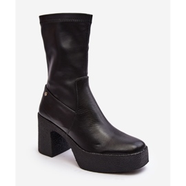 Bottines en cuir pour femmes GOE MM2N4047 Noir le noir 2
