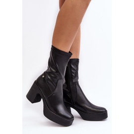 Bottines en cuir pour femmes GOE MM2N4047 Noir le noir 3