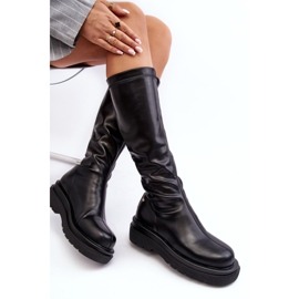 Bottes à plateforme pour femmes avec fermeture éclair GOE MM2N4068 noir 1