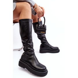 Bottes à plateforme pour femmes avec fermeture éclair GOE MM2N4068 noir le noir 2