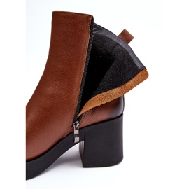 Lemar Littosa Bottines en cuir Lemar Littosa sur un talon massif avec fermetures éclair brun 2