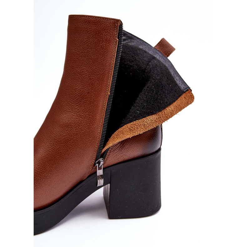 Lemar Littosa Bottines en cuir Lemar Littosa sur un talon massif avec fermetures éclair brun 2
