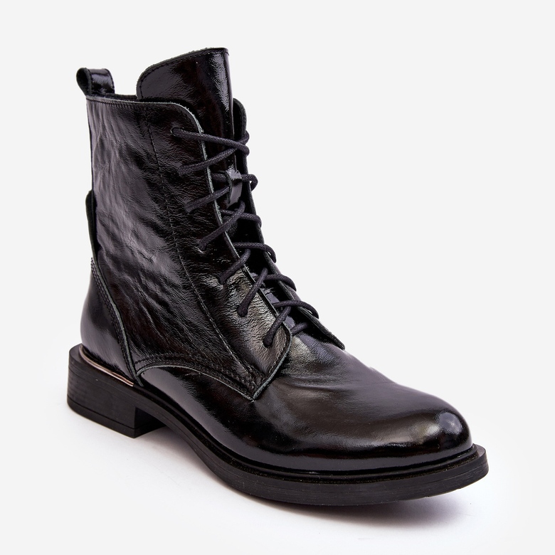 Bottines noires isolées confortables vernies Lemar Revin le noir 1