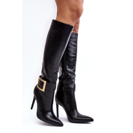 Bottes À Talons Hauts Pour Femmes Avec Boucle Noir Jesperassa 2