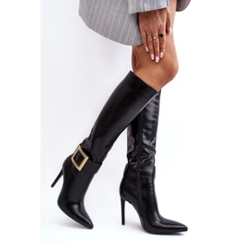 Bottes À Talons Hauts Pour Femmes Avec Boucle Noir Jesperassa 3