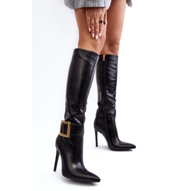 Bottes À Talons Hauts Pour Femmes Avec Boucle Noir Jesperassa 5