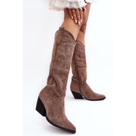 Bottes de cowboy beige foncé pour femmes par Sloana 2