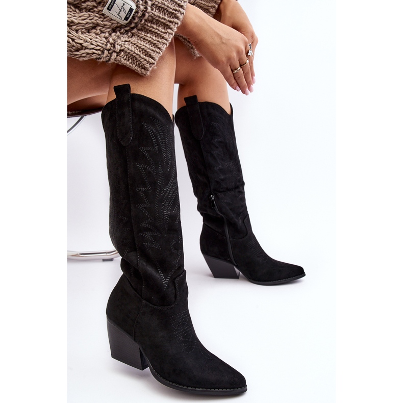 Bottes de cowboy pour femmes sur un talon haut noir Sloana le noir 2 Bottes de cowboy pour femmes sur un talon haut noir Sloana le noir 2