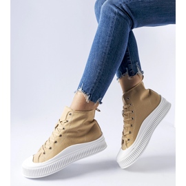 Baskets à plateforme beige foncé de Guerrino 1