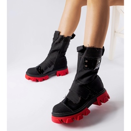 Inna Bottines patchées noires à semelle rouge Sabina 1