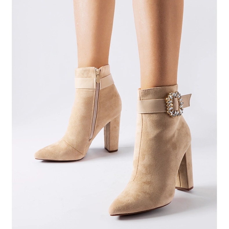 Bottines beiges avec strass Papanice 1