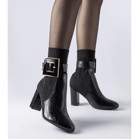 Bottines chaussettes Enrice noires à imprimé animal 1