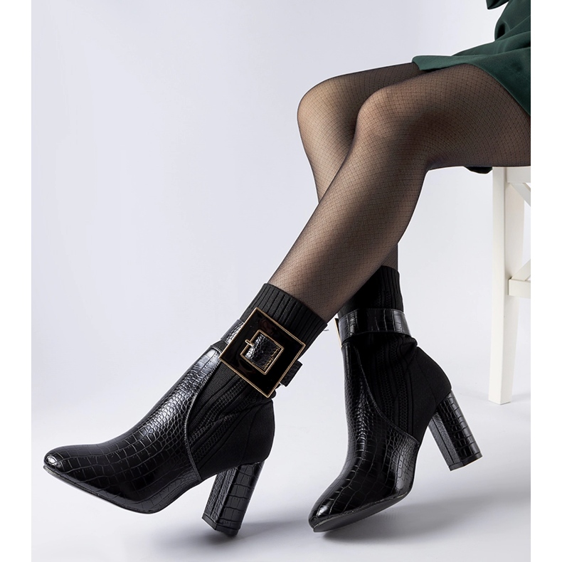 Bottines chaussettes Enrice noires à imprimé animal 2