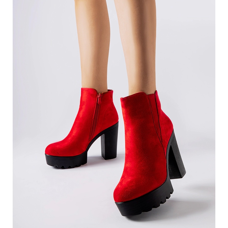 Bottines Indiprete en éco-daim rouge 1