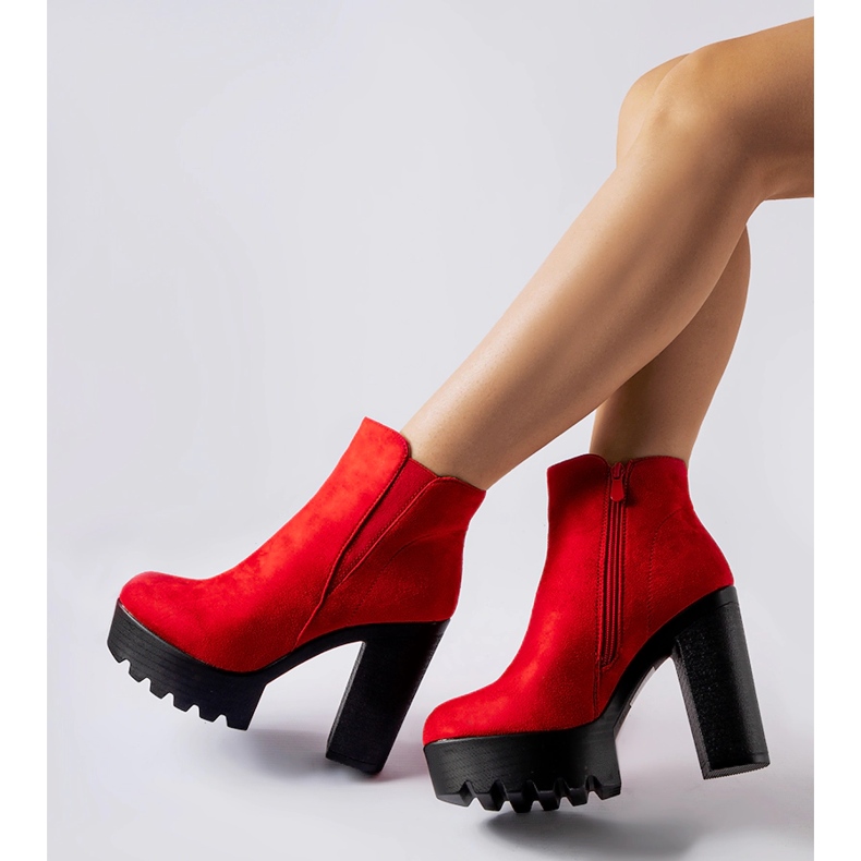 Bottines Indiprete en éco-daim rouge 2