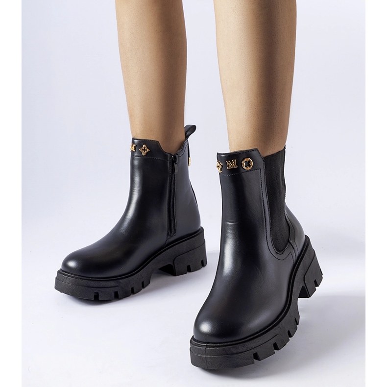 Bottines Federica décoratives isolées noires 1