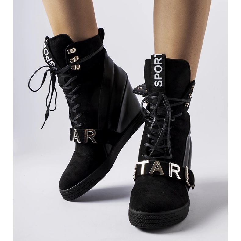 Baskets à talons noires Pugliesi le noir 1