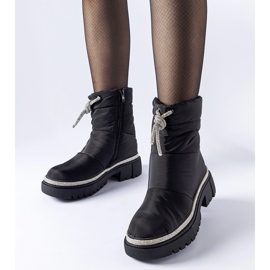 Bottines de neige noires ornées de zircons Giusti 1