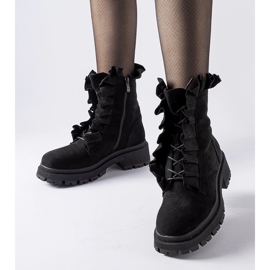 Bottines noires à volants, éco-daim Sterpito le noir 1