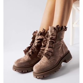 Bottines marron à volants, éco-daim Sterpito brun 1