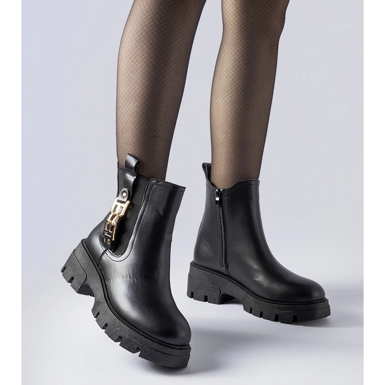 Bottines massives noires avec boucle décorative Nuovo 1
