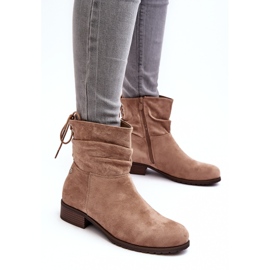 Evento Bottes plates chaudes en daim pour femmes, beige 4