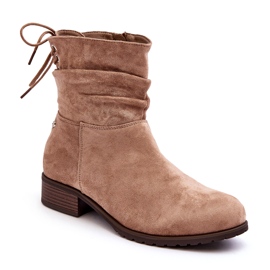 Evento Bottes plates chaudes en daim pour femmes, beige 1