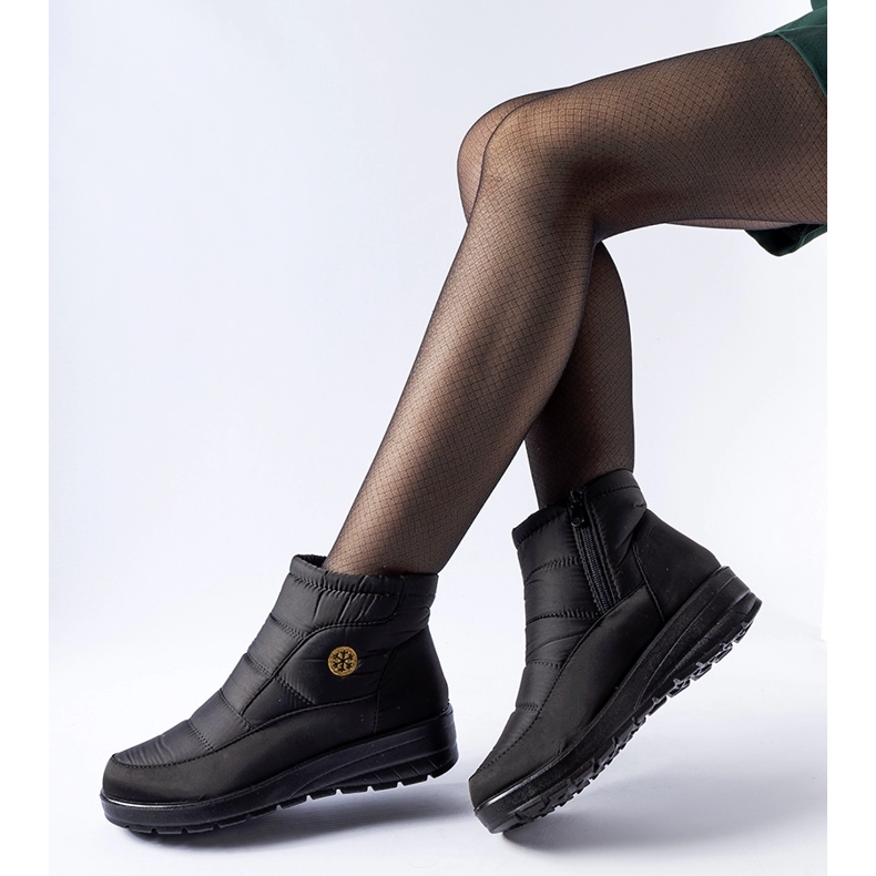 Bottines de neige noires à talon bas Vittore le noir 1