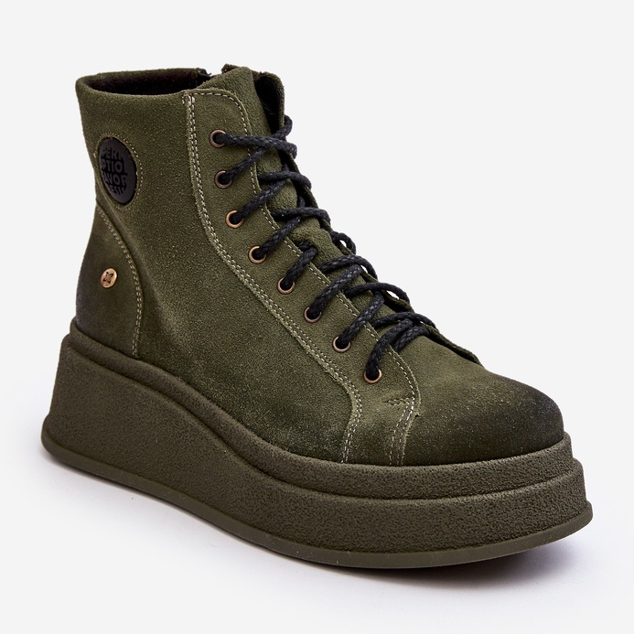 Bottines en Daim à Plateforme Massive Maciejka 06309-24 Olive vert 2