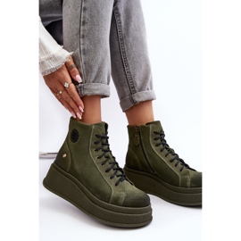 Bottines en Daim à Plateforme Massive Maciejka 06309-24 Olive vert 1
