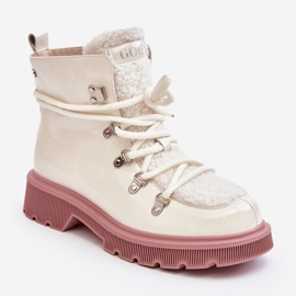 Bottines Trapper Femme En Cuir Verni GOE MM2N4083 Blanc 1