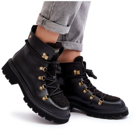Bottines trappeuses en cuir pour femmes GOE MM2N4082 Noir le noir 10