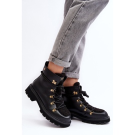 Bottines trappeuses en cuir pour femmes GOE MM2N4082 Noir le noir 3