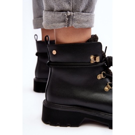 Bottines trappeuses en cuir pour femmes GOE MM2N4082 Noir le noir 6
