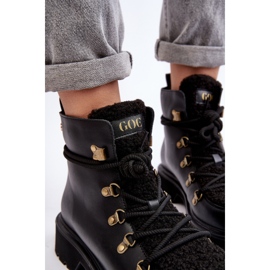 Bottines trappeuses en cuir pour femmes GOE MM2N4082 Noir le noir 8
