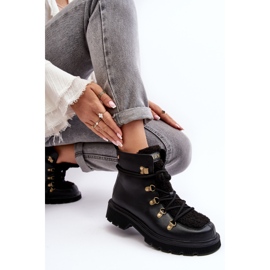 Bottines trappeuses en cuir pour femmes GOE MM2N4082 Noir le noir 1