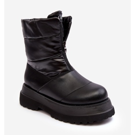 Bottes de neige pour femmes sur semelle épaisse avec fermeture éclair GOE MM2N4078 noir 1