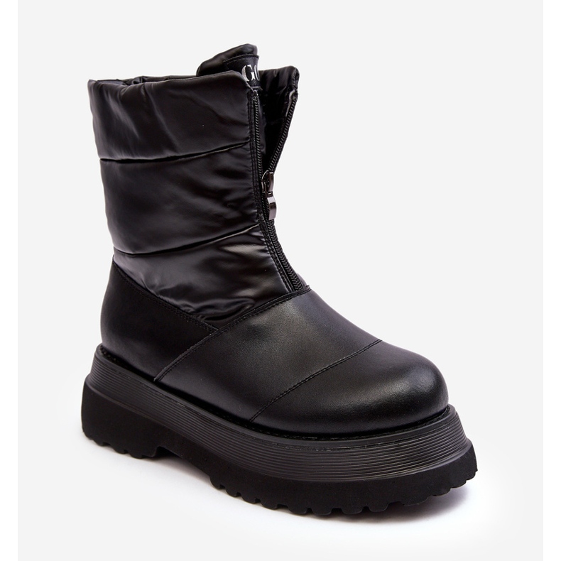 Bottes de neige pour femmes sur semelle épaisse avec fermeture éclair GOE MM2N4078 noir le noir 1