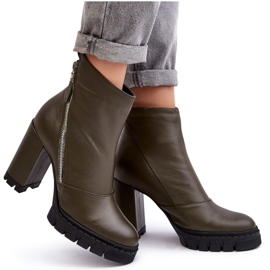 Bottes à talons hauts en cuir à la mode Laura Messi 2509 Vert foncé 7
