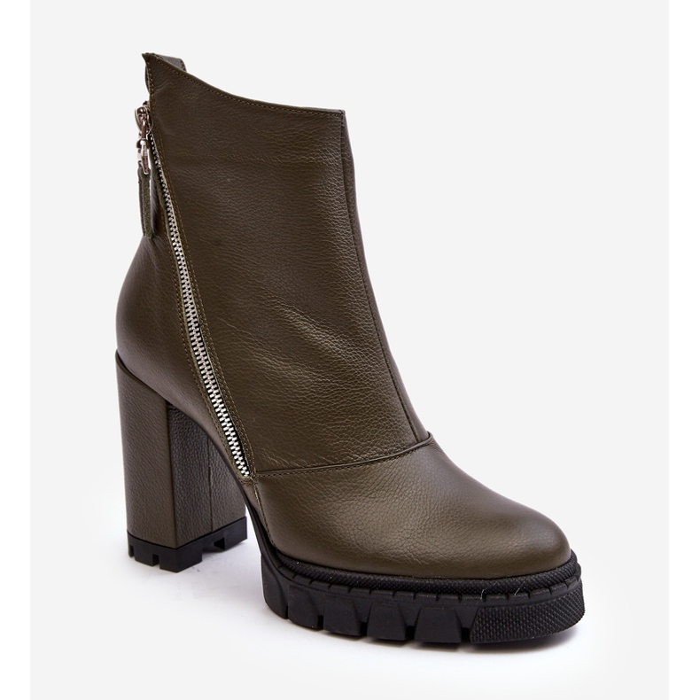 Bottes à talons hauts en cuir à la mode Laura Messi 2509 Vert foncé 1