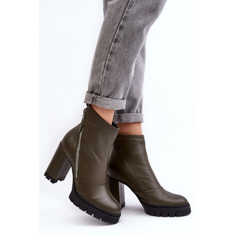 Bottes à talons hauts en cuir à la mode Laura Messi 2509 Vert foncé 2