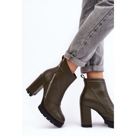 Bottes à talons hauts en cuir à la mode Laura Messi 2509 Vert foncé 3