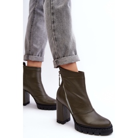Bottes à talons hauts en cuir à la mode Laura Messi 2509 Vert foncé 4