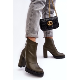 Bottes à talons hauts en cuir à la mode Laura Messi 2509 Vert foncé 6