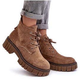 Sergio Leone Bottines à lacets isolées en daim, Beige foncé, Bjorg 9