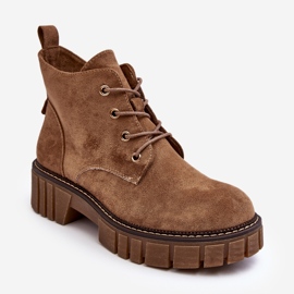 Sergio Leone Bottines à lacets isolées en daim, Beige foncé, Bjorg 1