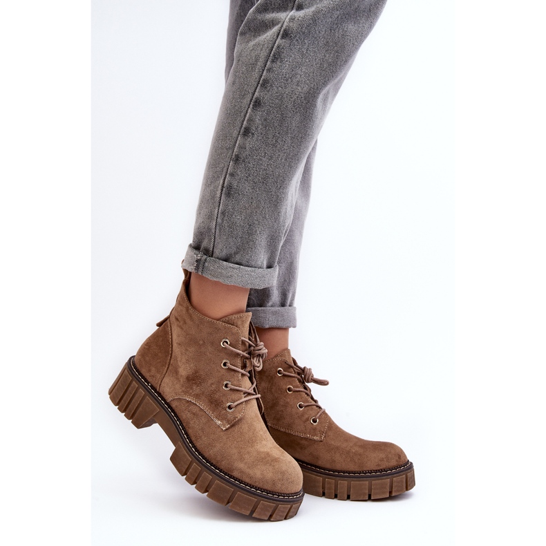 Sergio Leone Bottines à lacets isolées en daim, Beige foncé, Bjorg 2