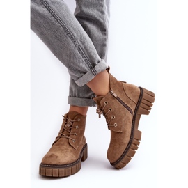 Sergio Leone Bottines à lacets isolées en daim, Beige foncé, Bjorg 4